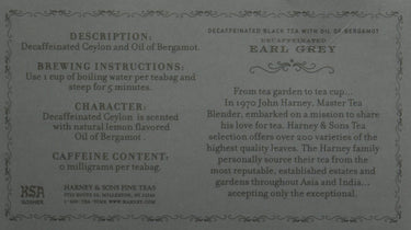 Harney & Sons Fine Teas Decaffeinated with Bergamot, Earl Grey, 50 Count